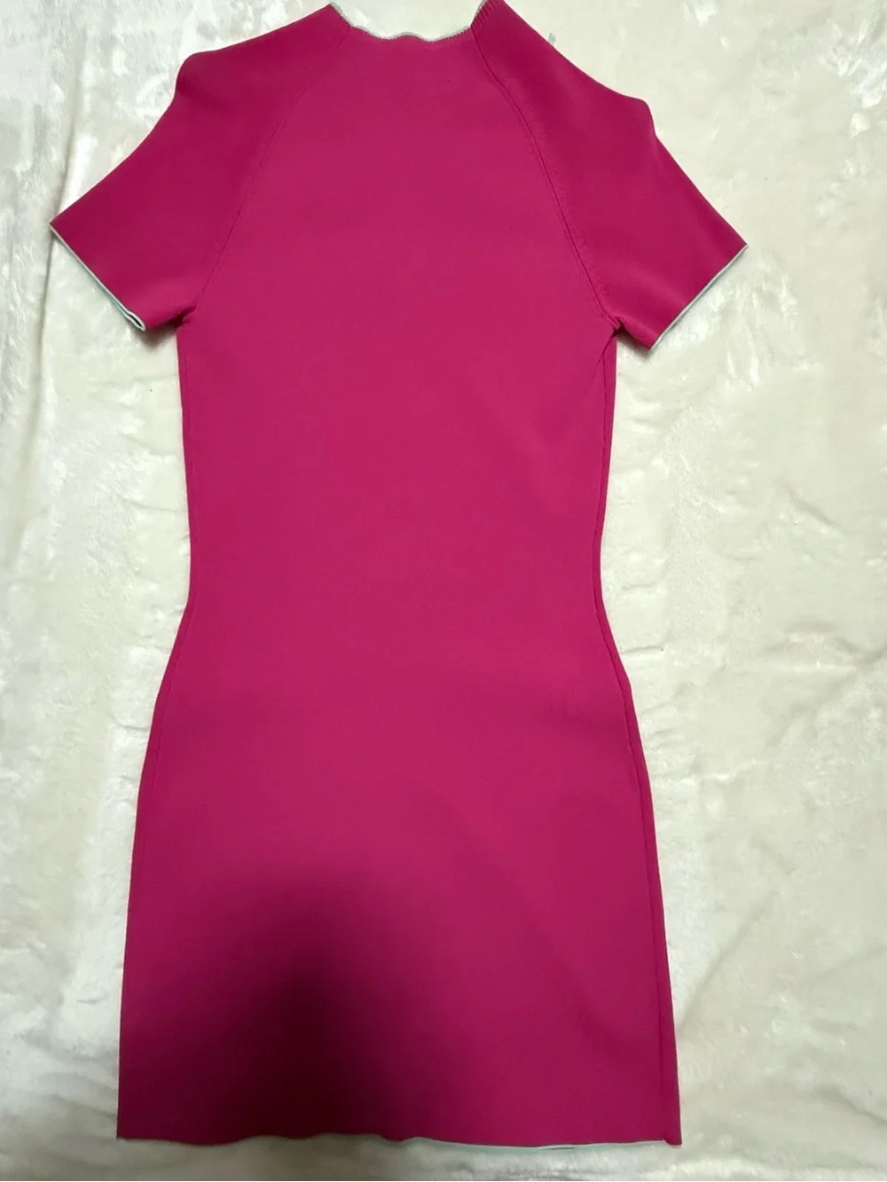 Zara Fuchsia Short-Sleeve Mini Dress with Shoulder Tie - Picture 2 of 4